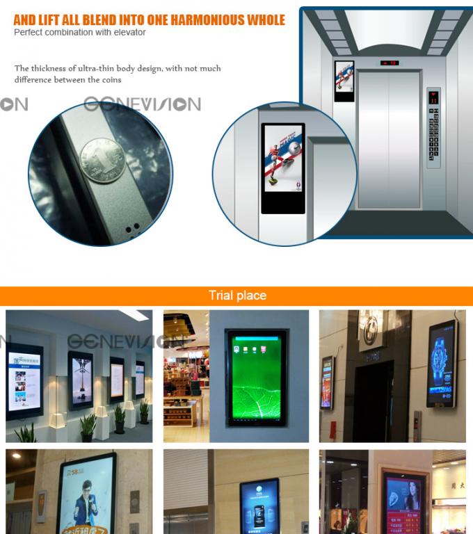 monitor delgado 18,5 de la señalización/LCD del elevador del jugador digital vertical de la publicidad 1080p