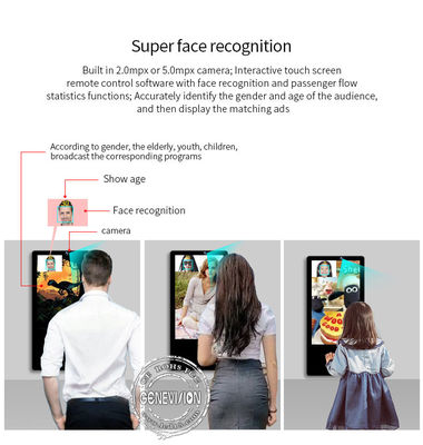 El soporte AI de la pared 400CD/M2 hace frente a la exhibición del anuncio del LCD del reconocimiento para el elevador