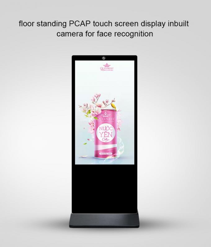 Cámara capacitiva elegante de la señalización de Wifi Digital del quiosco de la pantalla táctil construida en 65" tamaño grande con 4G Google Play