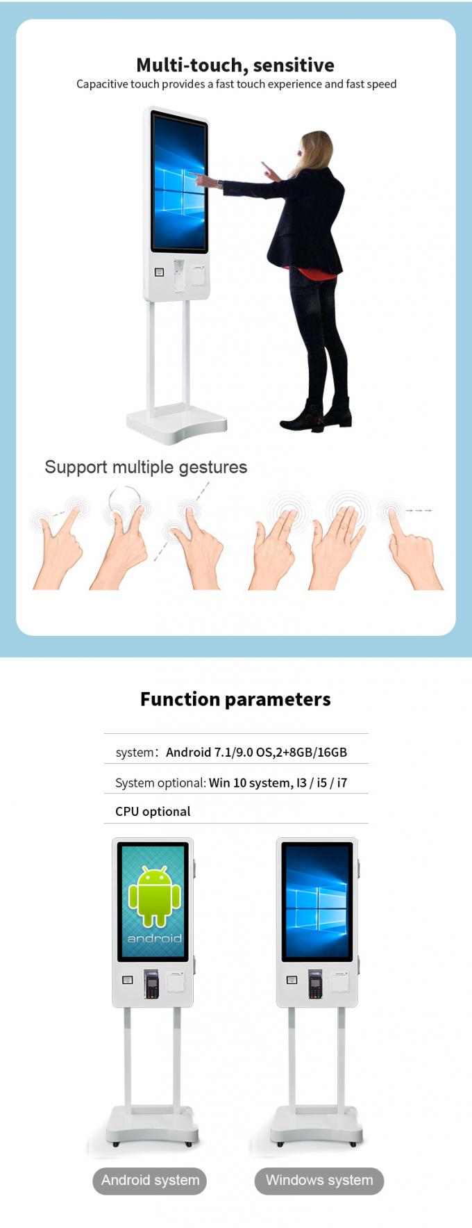 Quiosco de pantalla táctil interactiva de 24/32/43 pulgadas con señalización digital, terminal de pago de autoservicio 2