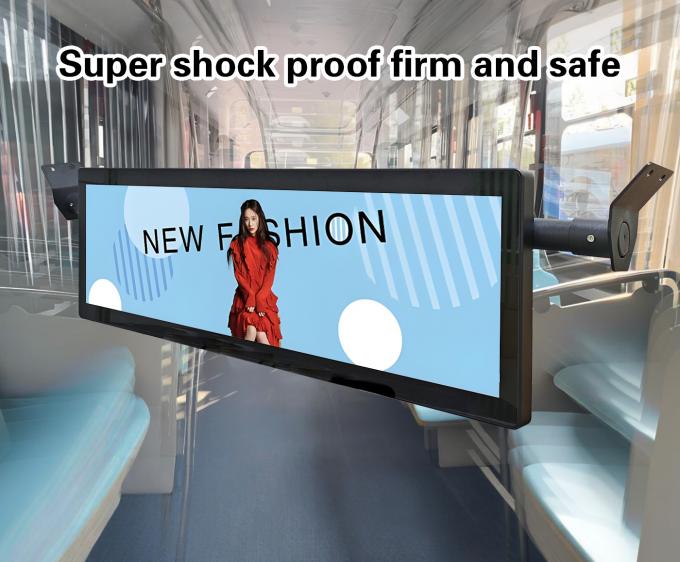 Monitor LCD digital con wifi para autobús, montaje en techo, barra estirada de 29 pulgadas, señalización digital Android, red inalámbrica, con opción 4G 1