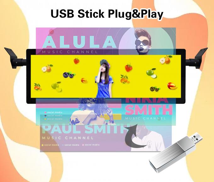 Monitor LCD digital con wifi para autobús, montaje en techo, barra estirada de 29 pulgadas, señalización digital Android, red inalámbrica, con opción 4G 2