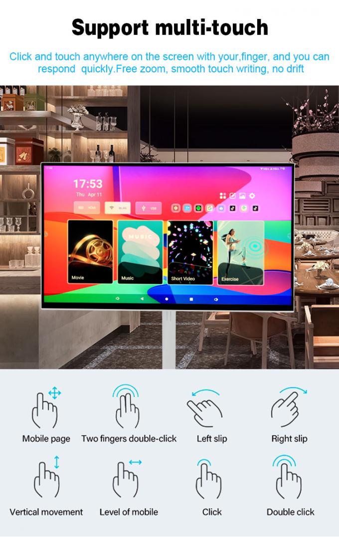 Pantalla inteligente móvil de 24", 27" y 32" con Android 11 OS, 4GB RAM y 64GB de almacenamiento, pantalla táctil inteligente enrollable con batería recargable 1