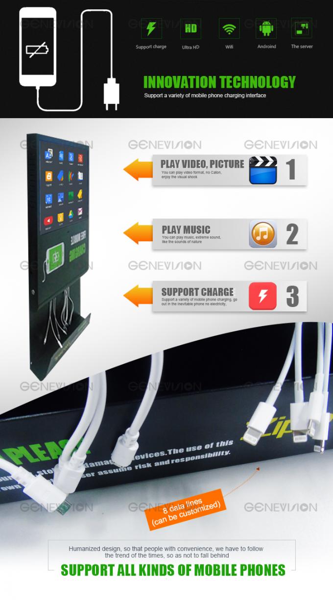 Estación de carga con pantalla LCD publicitaria de 15.6/21.5 pulgadas para teléfonos móviles 0