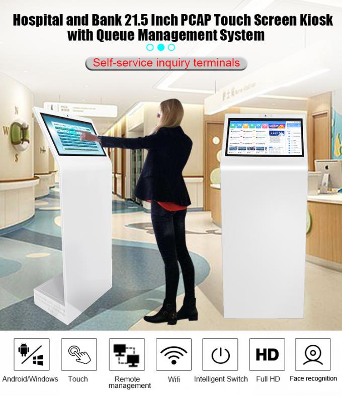 Quiosco de pantalla táctil de autoservicio todo en uno de 21,5" para hospitales, bancos y finanzas con sistema automático de colas e información de consultas 2