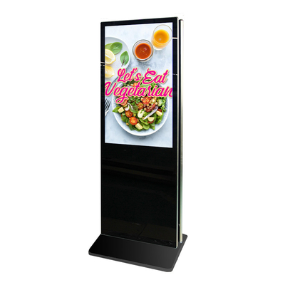 Display de pantalla táctil LCD de doble cara de pie en el piso