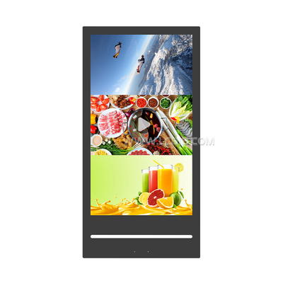 Display LCD portátil de 43 pulgadas, señalización exterior, batería digital con ruedas