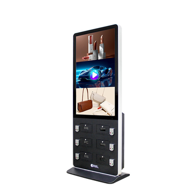 Quiosco de señalización digital de pantalla táctil totem de 49 pulgadas con gabinete de carga de teléfono inteligente