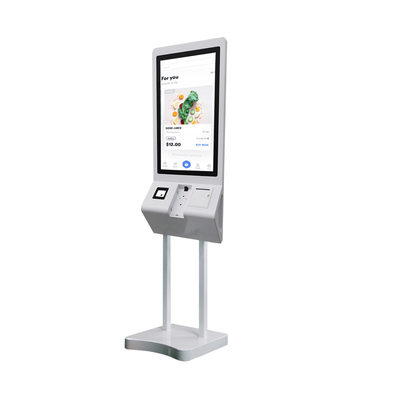 27 pulgadas en forma de B Self Service Checkout Kiosk Tablero de menú Máquina de envío con impresora y escáner de código QR