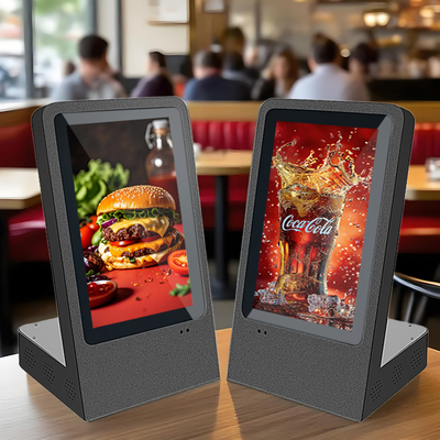 Pantalla publicitaria de mesa tipo quiosco LCD táctil súper delgada en forma de L de 10.1 pulgadas para minoristas