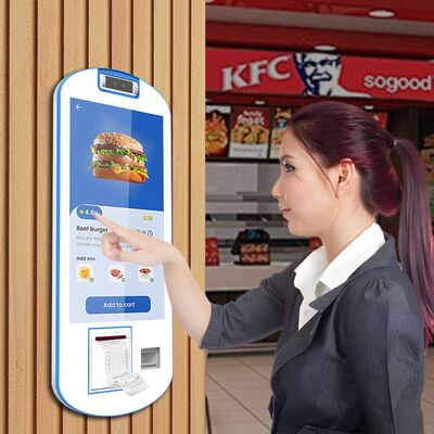 Restaurante KFC 21.5 pulgadas Arc Touch Screen POS Sistema de pedidos de autoservicio de comida rápida Máquina terminal Quiosco de pago