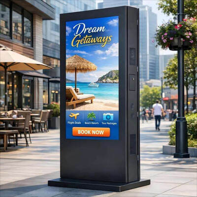 Display de doble lado de publicidad LCD para exteriores Totem 49 55 65 75 pulgadas pantalla doble señalización digital alta luminosidad impermeable a la lluvia resistente al polvo montado en el piso para publicidad comercial al aire libre