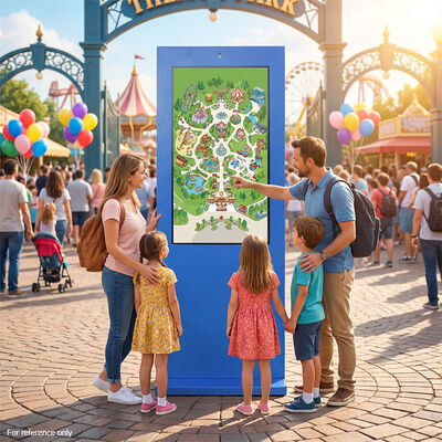 Tótem de señalización digital de pie para exteriores con pantalla legible a la luz del sol de 3000 nits, cámara de 5 MP y sensor de luz de atenuación automática