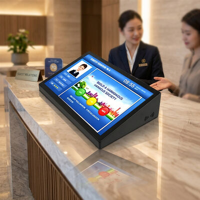 10.1 pulgadas capacitivo de toque Android todo en un terminal de evaluación de la satisfacción del cliente para la mesa de pie de servicio de interior