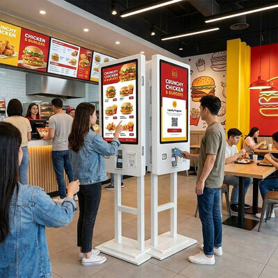 32 pulgadas doble lado 10 puntos capacitiva pantalla táctil de autoservicio quiosco para restaurante y QSR