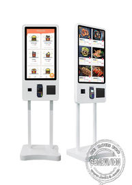 Soporte del piso uno mismo de 32 pulgadas que pide el quiosco automatizado del pago de la pantalla táctil para los alimentos de preparación rápida