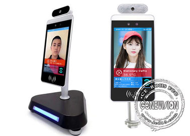 Señalización elegante de Digitaces de la pantalla LCD del paso del termómetro facial del reconocimiento del código de salud de la UE de la alarma de la fiebre